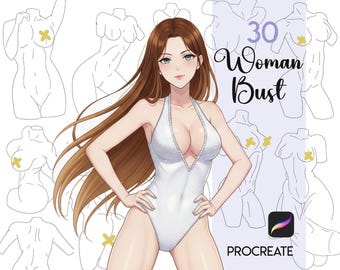 Procreate Female Body Stamps | 30 Anime Manga Girl Anatomy Brushes