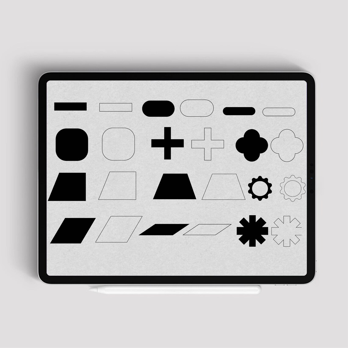 Procreate 90 Geometric Shapes Stamps Brush Pack Basic Set | Etsy