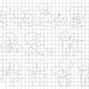 176 Procreate Chibi Body Guides Stamps: Poses & Couple Stamps (digital ...