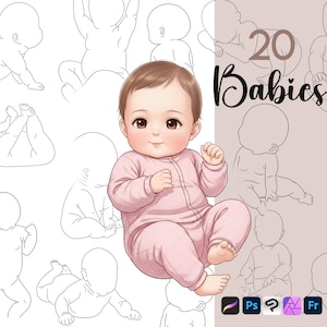 Procreate Baby Stamps : Anime Baby Anatomy Manga Drawing Guides Toddler Newborn Photoshop Brush