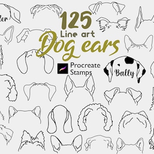 Procreate Dog Ear Stamps | 125 Fine Line Pet Tattoo Drawing Brushes