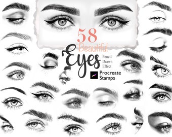 Procreate Eye Stamps | 58 Anime Portrait Drawing Reference Brushes