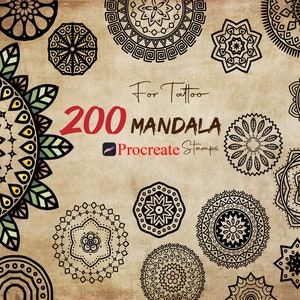 Procreate Mandala Tattoo Stamps Procreate Mandala Symbols Balance Eternity Perfection Procreate Traditional Tattoo Geometric Tattoo Brushes