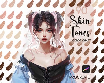 Procreate Skin Tones Palette: Procreate Portrait Neutral Colors Anime Color Swatches