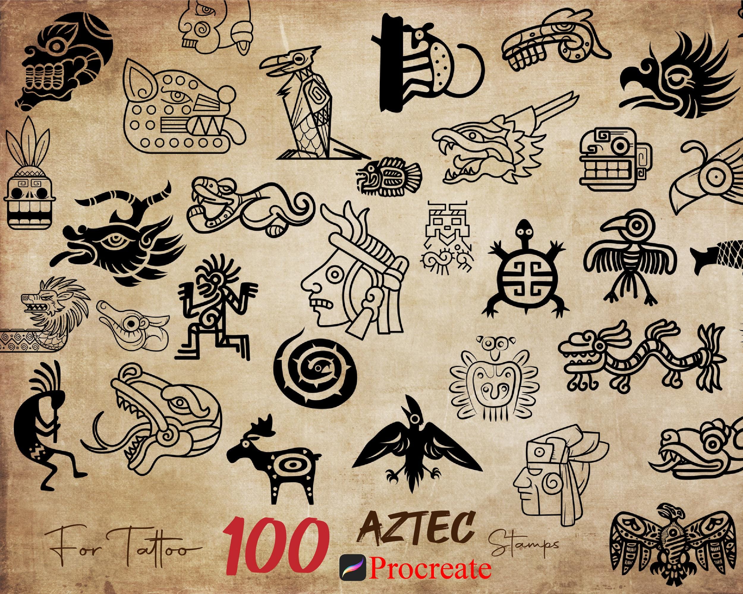 100 Azteekse tattoostempels voor Procreate (penseelset) - Etsy België, image size:2500x2000