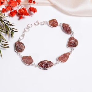 Rare! Quality Raw Smoky Quartz Gemstone Bracelet 925 Sterling Silver Bracelet Handmade Gemstone Indian Jewelry For Her