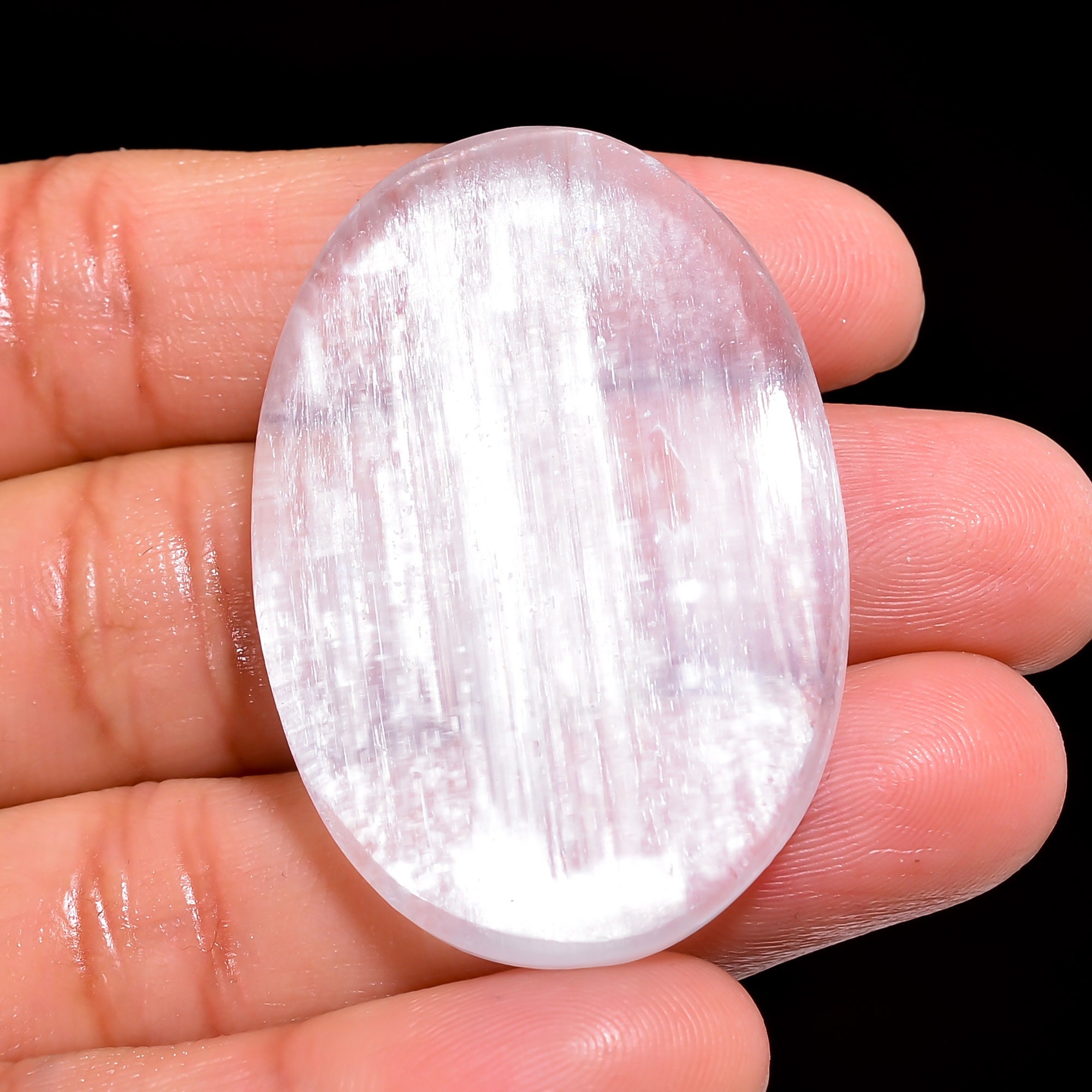 33X20X6 mm SM-1868 SELENITE 100% Natural Oval Shape Cabochon Loose Gemstone For Making Jewelry 30.5 Ct