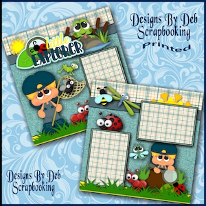 LITTLE EXPLORER - 2 Premade Scrapbook Pages Paper Piecing