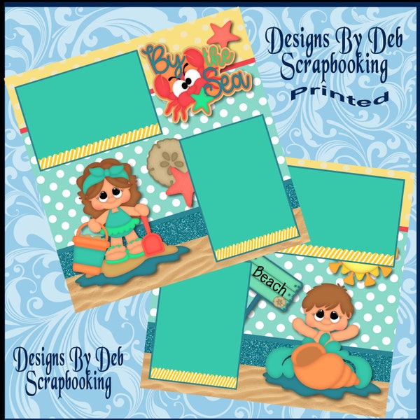 BY THE SEA Premade Scrapbook Pages paper printed layout