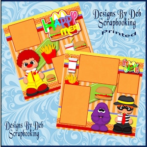 HAPPY MEAL 2 premade scrapbook pages paper piecing