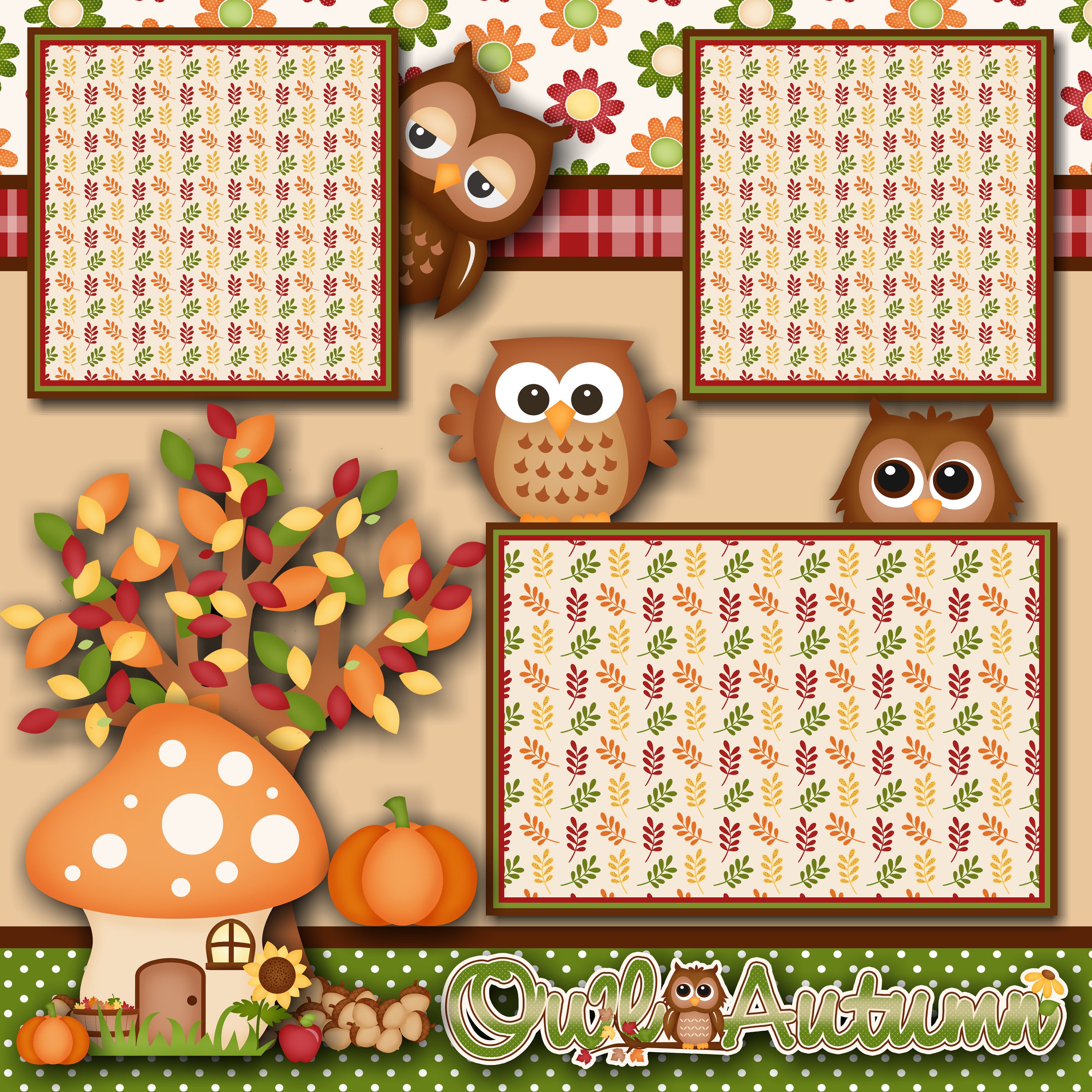 OWL AUTUMN - Premade Scrapbook Pages Paper Piecing - Etsy