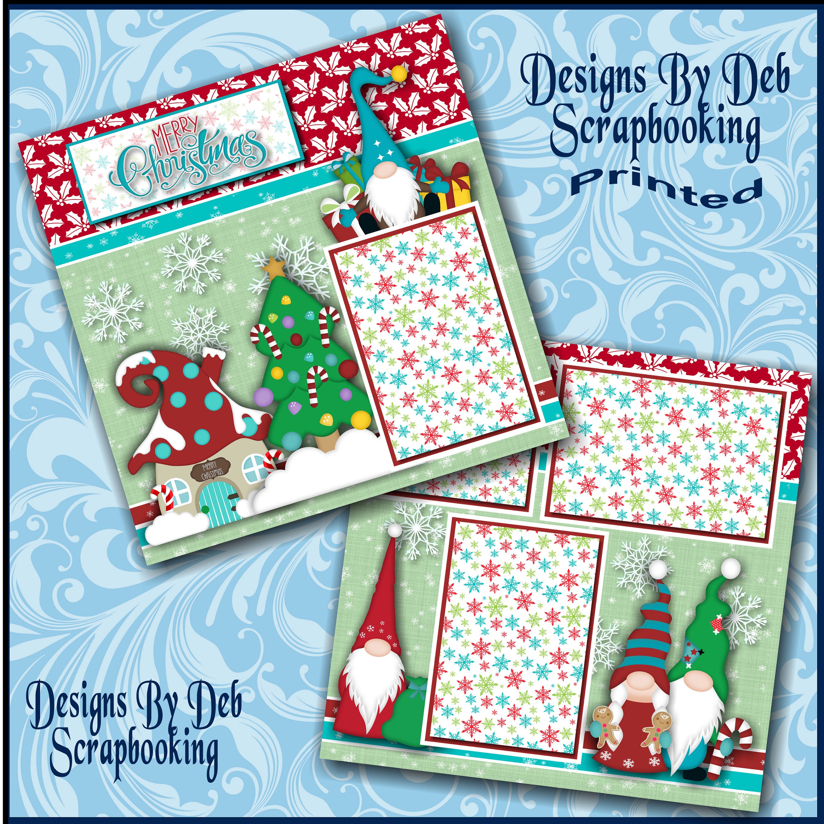 CHRISTMAS GNOMES Premade Scrapbook Pages Paper Piecing - Etsy