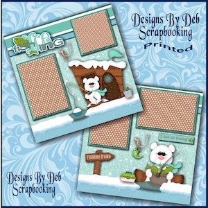 ICE FISHING - Premade Scrapbook Pages Paper Piecing