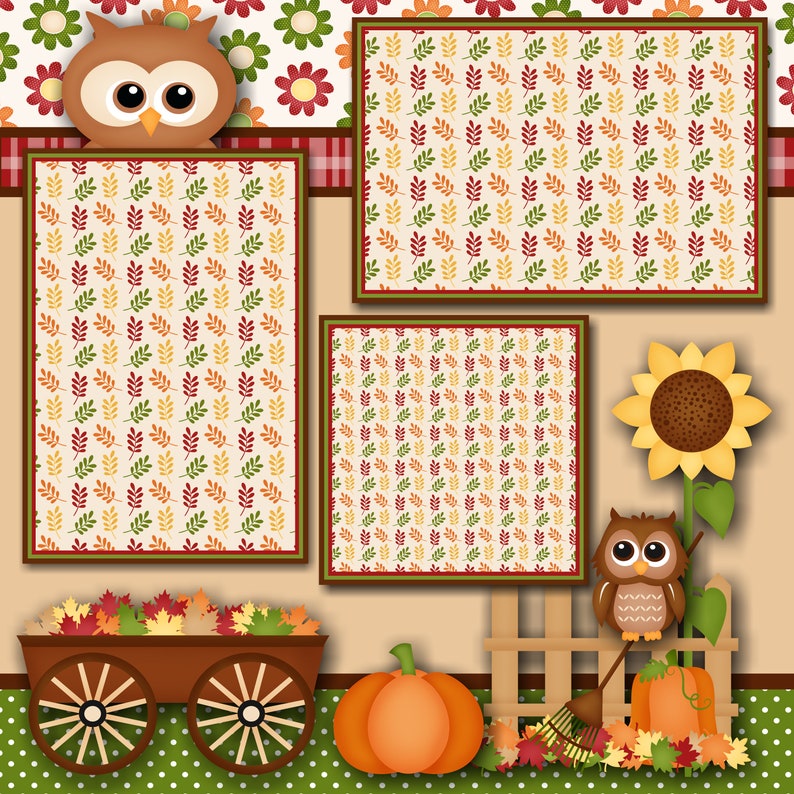 OWL AUTUMN - Premade Scrapbook Pages Paper Piecing - Etsy