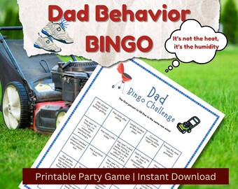 Printable Dad Bingo Game: Father's Day Party, BBQ (PDF)