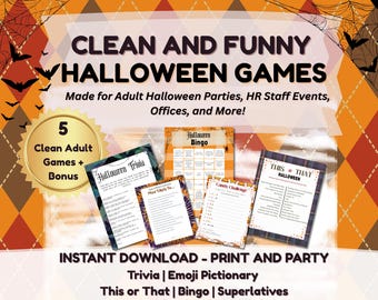 Juegos de Halloween divertidos y limpios para adultos: Paquete de juegos de fiesta imprimibles (Descarga PDF)