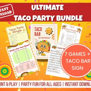 Taco Party Games Bundle: Fiesta Cinco de Mayo, Graduation (Instant Download)