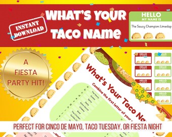 Taco Name Party Game: Cinco de Mayo Fiesta (Instant Download)