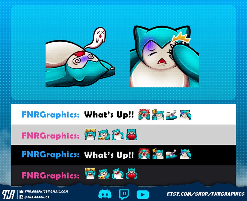 May include: A set of Twitch emotes featuring a blue and white cartoon character with different expressions. The emotes include "What's Up!" and "Hype".