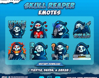 Skull Reaper Twitch Emotes - Halloween Ghost Set (Digital Download)