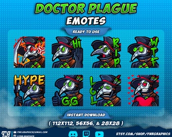 8 x Plague Doctor twitch emotes - Plague mask discord twitch emotes - Plague twitch emotes