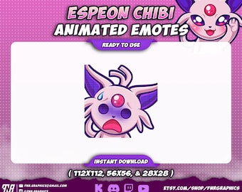 Animated Espeon Shocked Twitch Emotes | Surprised Chibi Twitch Emote | OMG Discord Reaction Emote | Cute Kawaii Discord Kick Emote Espeon