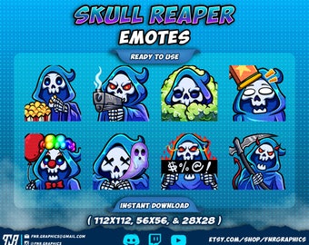 8 x Skull Reaper Twitch Emotes - Reaper Discord Twitch Emotes - Skull Twitch Emotes