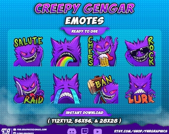 Gengar Pokemon Twitch Emotes – Halloween Ghost Theme (Digital Download)
