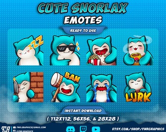 Cute Snorlax Pokemon Emotes – Twitch, Discord (Digital Download)