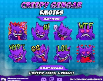 Gengar Pokemon Twitch Emotes – Creepy Stream Emotes (Digital Download)