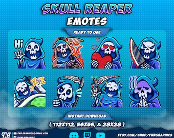 8 x Skull Reaper Twitch Emotes - Reaper Discord Twitch Emotes - Skull Twitch Emotes
