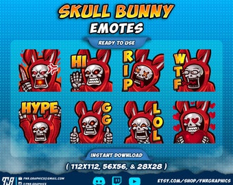 Skull Bunny Reaper Emotes – Twitch, Discord (Digital Download)