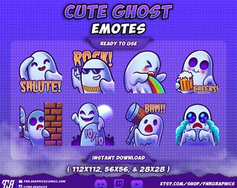 Cute Ghost Twitch Emotes – Spook Specter Character Emotes (Digital Download)