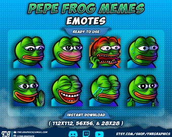 8 x Pepe The Frog Meme twitch emotes - MonkaW Pepe Meme discord emotes - Funny twitch emotes