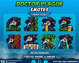 8 x Plague Doctor twitch emotes for Twitch, Youtube, Discord