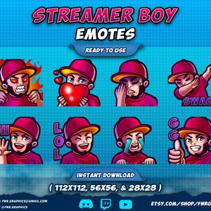 8 x Beard Guy with Hat twitch emotes – Chibi Boy discord twitch emotes -  Streamer twitch emotes
