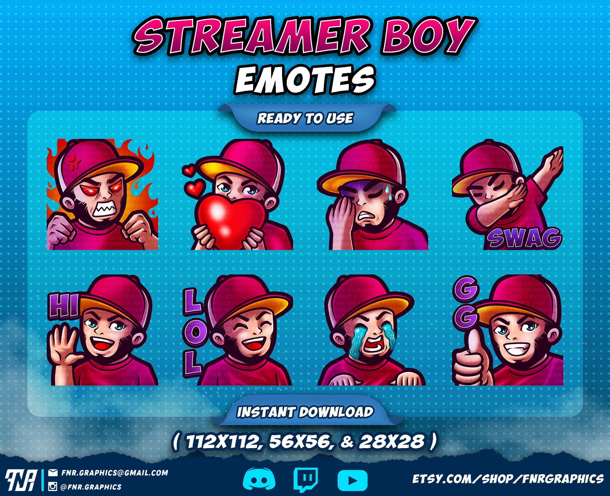 8 X Beard Guy With Hat Twitch Emotes Chibi Boy Discord Twitch Emotes