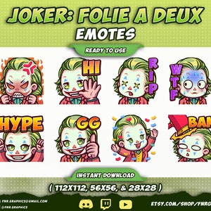 8 x Joker Folie à Deux Twitch Emotes - Clown Discord Twitch Emotes – Jesper Twitch Emotes