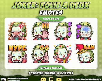 8 x Joker Folie à Deux Twitch Emotes - Clown Discord Twitch Emotes – Jesper Twitch Emotes