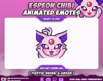 Animated Espeon Hype Twitch Emotes | Cute Happy Chibi Twitch Emote | Excited Reaction Discord Emote | Cute Kawaii Discord Kick Emote