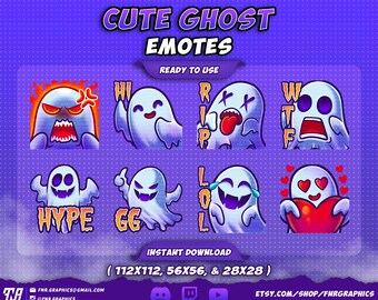 Cute Ghost Twitch Emotes – Spook Discord Emotes (Digital Download)