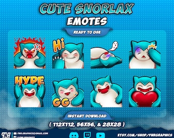 Snorlax Pokemon Emotes – Twitch, Discord Streamer Emotes (Digital Download)
