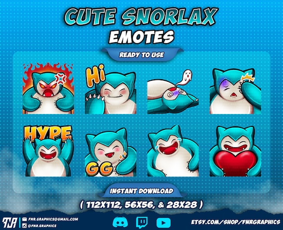 Snorlax Pokemon Emotes – Twitch, Discord Streamer Emotes (Digital Download)
