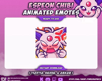 Animated Emotes Espeon Angry With A Red Face Is Showing His Wrath - Mad Chibii Emote - Adorable Shiny Emote - Espeon Discord Kick Emotes