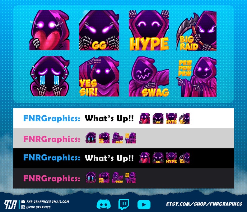8 X Skull Grim Reaper Twitch Emotes Reaper Discord Twitch Emotes Skull