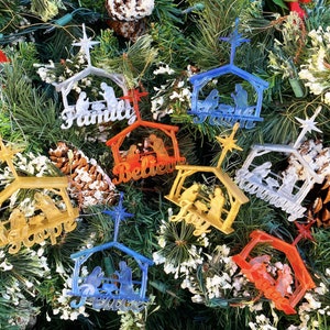 Nativity Set — 8 Pack, Manger Christmas Ornament, Christian Decor, Baby Jesus Manger Scene Bethlehem