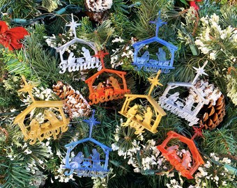 Nativity Set — 8 Pack, Manger Christmas Ornament, Christian Decor, Baby Jesus Manger Scene Bethlehem