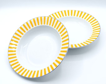White and Yellow Striped Bowls