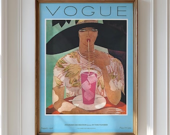 Vogue fine art-deco posterprint, vintage modetijdschriftomslag