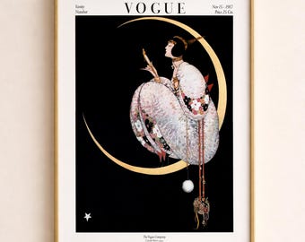 Vogue Magazine Cover Fine Art Repro Print | Crescent Moon Woman